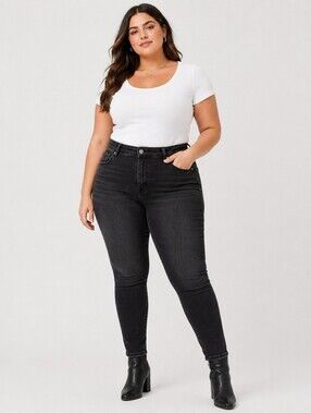 Torrid Premium Sky High Skinny Jeans Black High Rise Size 18R